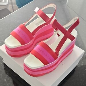 Stella McCartney Bold Red and Pink Platform Sandals